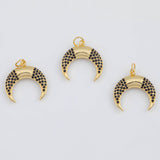 18K Gold PVD Black Horn 21x23mm s White Gold Charms - Tarnish Resistant