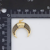 18K Gold PVD Black Horn 21x23mm s White Gold Charms - Tarnish Resistant