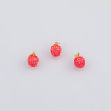 18K Gold PVD Enamel Strawberry Charm 8mm s White Gold Charms - Tarnish Resistant