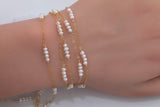 Genuine Freshwater Pearl 3mm pearl- 4 pearls- with 25mm spacing 14k Gold Filled 1.5mm Cable Chain, permanent jewelry chain, wholesale chain