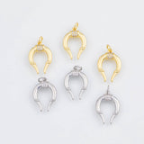 18K Gold PVD Horn Chams Long Horns 14x18mm s White Gold Charms - Tarnish Resistant
