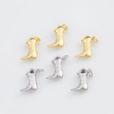 18K Gold PVD Cowboy Boots 17x13mm s White Gold Charms - Tarnish Resistant