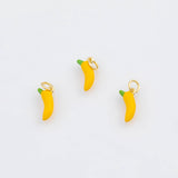 18K Gold PVD Banana Chili Pepper Fruit Charms 4x10mm s White Gold Charms - Tarnish Resistant