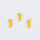 18K Gold pvd Banana Chili Pepper Fruit Charms 4x10mm s White Gold Charms - Tarnish Resistant