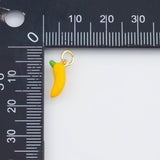 18K Gold PVD Banana Chili Pepper Fruit Charms 4x10mm s White Gold Charms - Tarnish Resistant