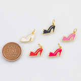 18K Gold PVD Enamel High Heels Shoe Highheels Charm 9x16mm s White Gold Charms - Tarnish Resistant