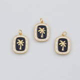 18K Gold PVD Palm Tree Coconut Tree Charm 14x15mm s White Gold Charms - Tarnish Resistant