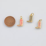 18K Gold PVD Cowboy Cowgirl Boots Western Charm 9x15mm s White Gold Charms - Tarnish Resistant