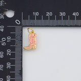 18K Gold PVD Cowboy Cowgirl Boots Western Charm 9x15mm s White Gold Charms - Tarnish Resistant