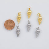 18K Gold PVD Sea Snail Conch Shell Ocean Beach Charm 18x8mm s White Gold Charms - Tarnish Resistant
