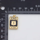 18K Gold PVD Key West Charms 14x21mm s White Gold Charms - Tarnish Resistant