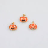 18K Gold PVD Jack-o'-lantern Pumpkin Charm 10x15mm s White Gold Charms - Tarnish Resistant