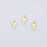 18K Gold PVD Key Charm 6x12mm s Gold Charms - Tarnish Resistant