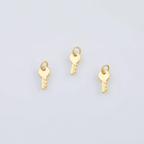 18K Gold PVD Key Charm 6x12mm s Gold Charms - Tarnish Resistant