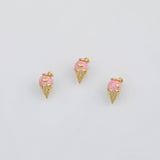 18K Gold pvd Ice Cream Cone Charm Enamel 6x12mm 14k s Gold Charms - Tarnish Resistant
