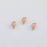 18K Gold PVD Ice Cream Cone Charm Enamel 6x12mm 14k s Gold Charms - Tarnish Resistant