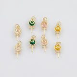 18K Gold PVD Lollipop Cy Charm 8x17mm s White Gold Charms - Tarnish Resistant