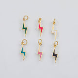 18K Gold PVD Enamel Lightning 7x11mm s White Gold Charms - Tarnish Resistant