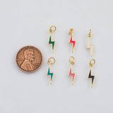 18K Gold PVD Enamel Lightning 7x11mm s White Gold Charms - Tarnish Resistant