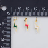 18K Gold PVD Enamel Lightning 7x11mm s White Gold Charms - Tarnish Resistant