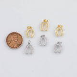 18K Gold PVD Horseshoe Charm 9x13mm s White Gold Charms - Tarnish Resistant
