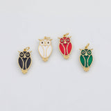18K Gold PVD Owl Pendant 12x21mm Charms s White Gold Charms - Tarnish Resistant