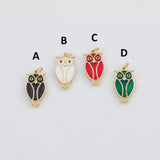 18K Gold PVD Owl Pendant 12x21mm Charms s White Gold Charms - Tarnish Resistant