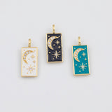 18K Gold PVD Moon Pendant Charm 12x29mm s White Gold Charms - Tarnish Resistant