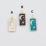 18K Gold PVD Moon Pendant Charm 12x29mm s White Gold Charms - Tarnish Resistant