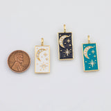 18K Gold PVD Moon Pendant Charm 12x29mm s White Gold Charms - Tarnish Resistant