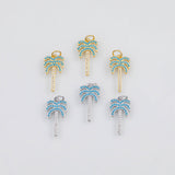 18K Gold pvd Palm Trees Coconut Tree Charm 9x18mm s Gold Charms - Tarnish Resistant