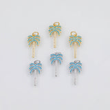 18K Gold PVD Palm Trees Coconut Tree Charm 9x18mm s Gold Charms - Tarnish Resistant
