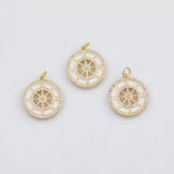 18K Gold PVD Rudder Round Compass 19mm s Gold Charms - Tarnish Resistant