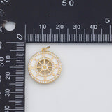 18K Gold PVD Rudder Round Compass 19mm s Gold Charms - Tarnish Resistant