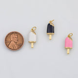 18K Gold PVD Ice Cream Bar Popsicle Icecream 6x18mm s White Gold Charms - Tarnish Resistant