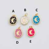18K Gold PVD Moon Star Charms 14x18mm s White Gold Charms - Tarnish Resistant