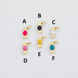18K Gold PVD Enamel Cy Charm 6x12mm s White Gold Charms - Tarnish Resistant