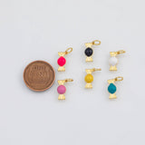 18K Gold PVD Enamel Cy Charm 6x12mm s White Gold Charms - Tarnish Resistant