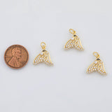 18K Gold PVD Beautiful Dolphin Tail with Pearl 16x16mm s Gold Charms - Tarnish Resistant