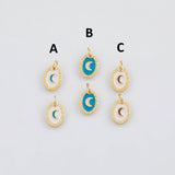 18K Gold PVD Enamel Moon Pendant Charm 9x12mm s White Gold Charms - Tarnish Resistant