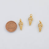 18K Gold PVD Ice Cream Charm 8x16mm s White Gold Charms - Tarnish Resistant