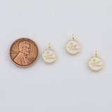 18K Gold PVD Fe Charm White Enamel 9mm s Gold Charms - Tarnish Resistant