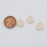 18K Gold PVD Fe Charm White Enamel 9mm s Gold Charms - Tarnish Resistant