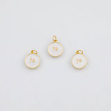 18K Gold PVD Fe Charm White Enamel 12mm s Gold Charms - Tarnish Resistant