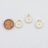 18K Gold PVD Fe Charm White Enamel 12mm s Gold Charms - Tarnish Resistant