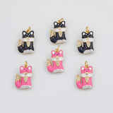 18K Gold PVD Enamel Cat Fox s White Gold Charms - Tarnish Resistant