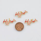 18K Gold PVD Breast Cancer Awareness Hope Ribbon 14x28mm s Gold Charms - Tarnish Resistant