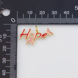 18K Gold PVD Breast Cancer Awareness Hope Ribbon 14x28mm s Gold Charms - Tarnish Resistant