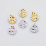 18K Gold PVD Gold Round Pendant 16mm s White Gold Charms - Tarnish Resistant