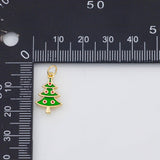 18K Gold PVD Christmas Tree 11x18mm s White Gold Charms - Tarnish Resistant